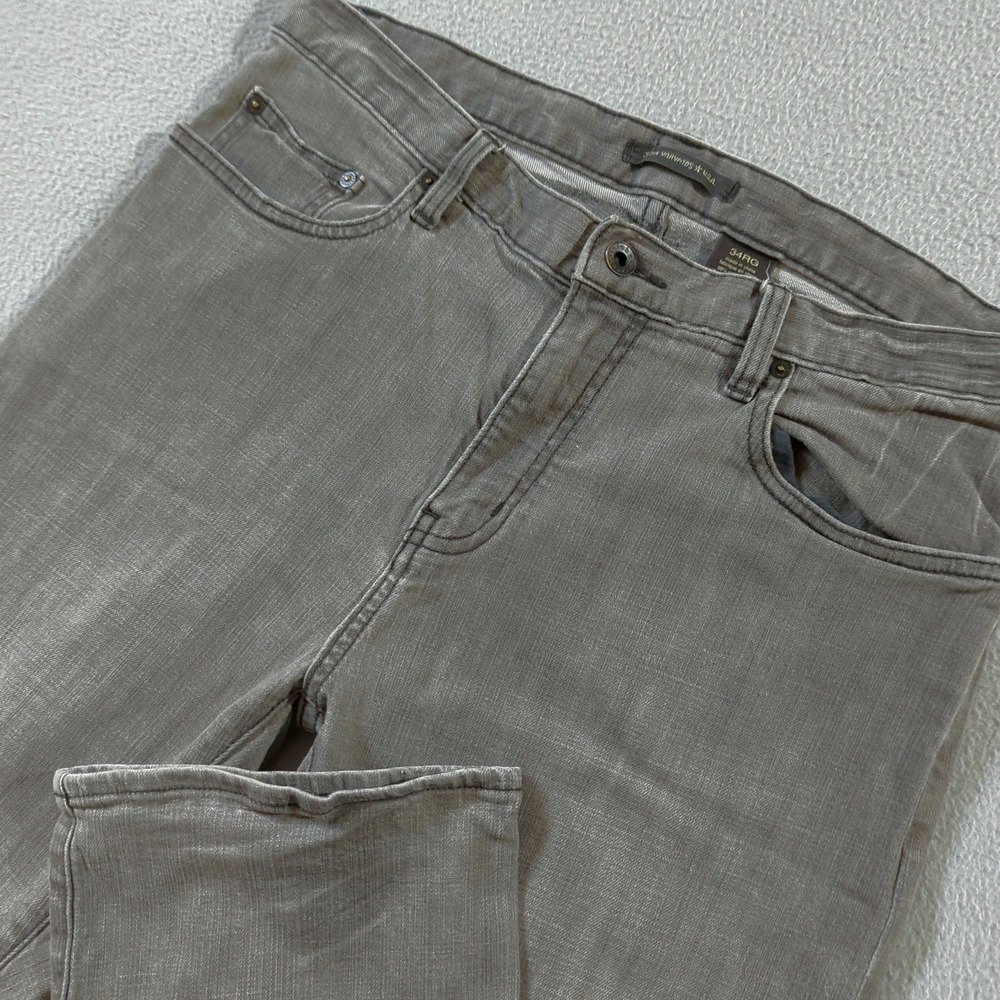 John Varvatos USA Jeans Mens 34x33 Grey Authentic Fit Straight Stretch Denim
